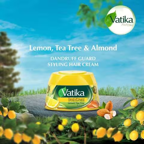 Vatika Hair Cream Dandruff Guard, Styling Hair Cream, 140ml (Pack of 3)