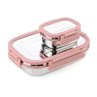 Apex Jerry Lunch Box 700ml and 200ml Steel Body Leak Proof Containers 2pc Set 450186