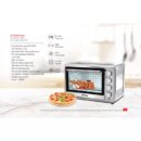 Nikai Oven Electric 52L With Rosting Function 4 Knobs Control 1800W NT5201RCAX1 120 Mins Timer Stainless Steel Heating Elements Inner Light Convection Fan Double Glass Panel