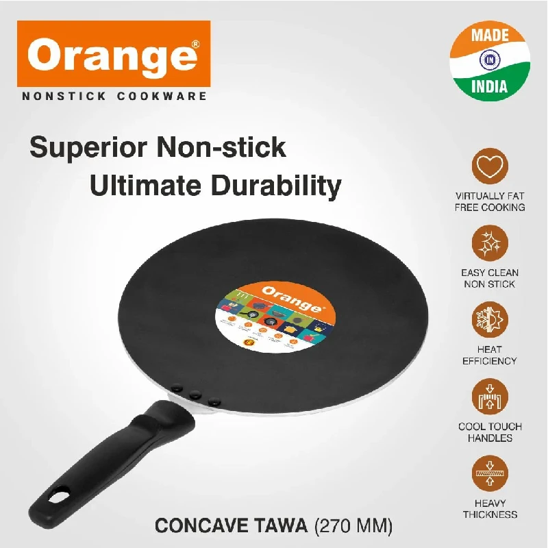 Orange Non-Stick Concave Tawa 29Cm 2.6Mm With Sturdy Handle Onsc007 4 Orange Non-Stick Concave Tawa 29Cm 2.6Mm With Sturdy Handle Onsc007