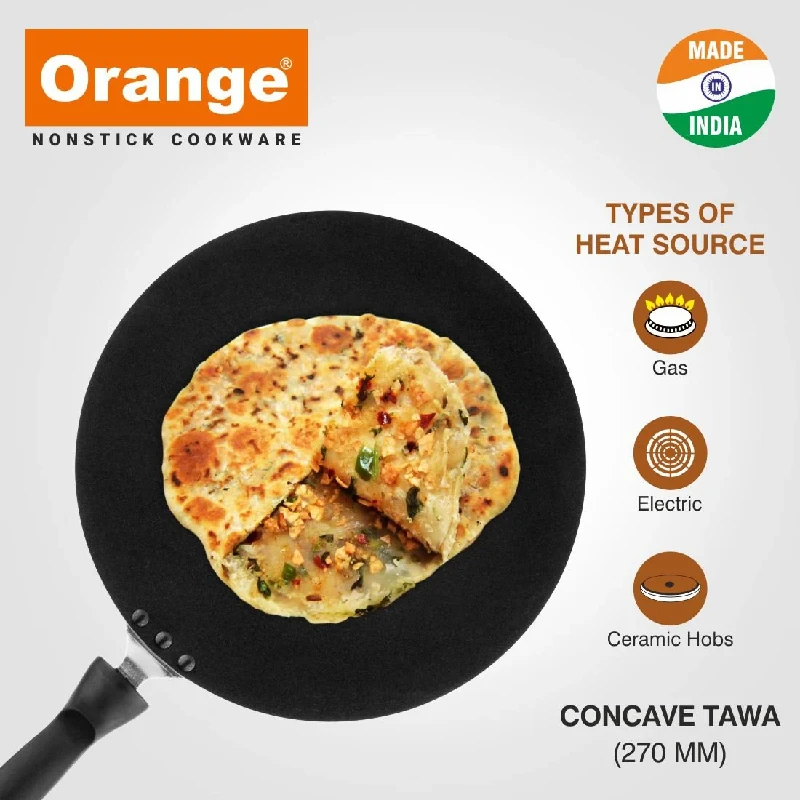 Orange Non-Stick Concave Tawa 29Cm 2.6Mm With Sturdy Handle Onsc007 3 Orange Non-Stick Concave Tawa 29Cm 2.6Mm With Sturdy Handle Onsc007