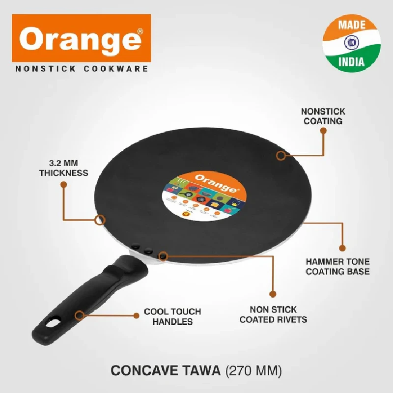 Orange Non-Stick Concave Tawa 29Cm 2.6Mm With Sturdy Handle Onsc007 2 Orange Non-Stick Concave Tawa 29Cm 2.6Mm With Sturdy Handle Onsc007