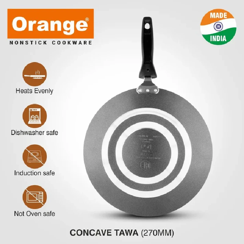 Orange Non-Stick Concave Tawa 29Cm 2.6Mm With Sturdy Handle Onsc007 5 Orange Non-Stick Concave Tawa 29Cm 2.6Mm With Sturdy Handle Onsc007
