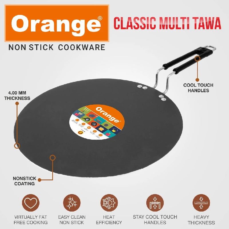 Orange Classic Multi Tawa 27.5Cm Non-Stick 4.0Mm Onsc063 3 Orange Classic Multi Tawa 27.5Cm Non-Stick 4.0Mm Onsc063