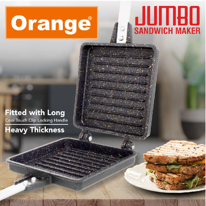Orange Jumbo Sandwich Toaster, Non-Stick + Granite Coating Onsc081 3 Orange Jumbo Sandwich Toaster, Non-Stick + Granite Coating Onsc081