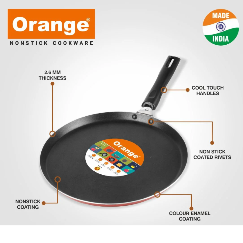 Orange Non-Stick Dosa Tawa 29Cm 2.6Mm Onsc003 4 Orange Non-Stick Dosa Tawa 29Cm 2.6Mm Onsc003