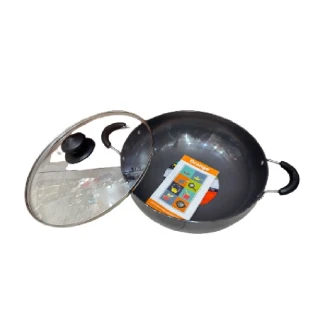 Orange Hard Anodized Deep Kadai No10 1.5L with Glass Lid OHAC102