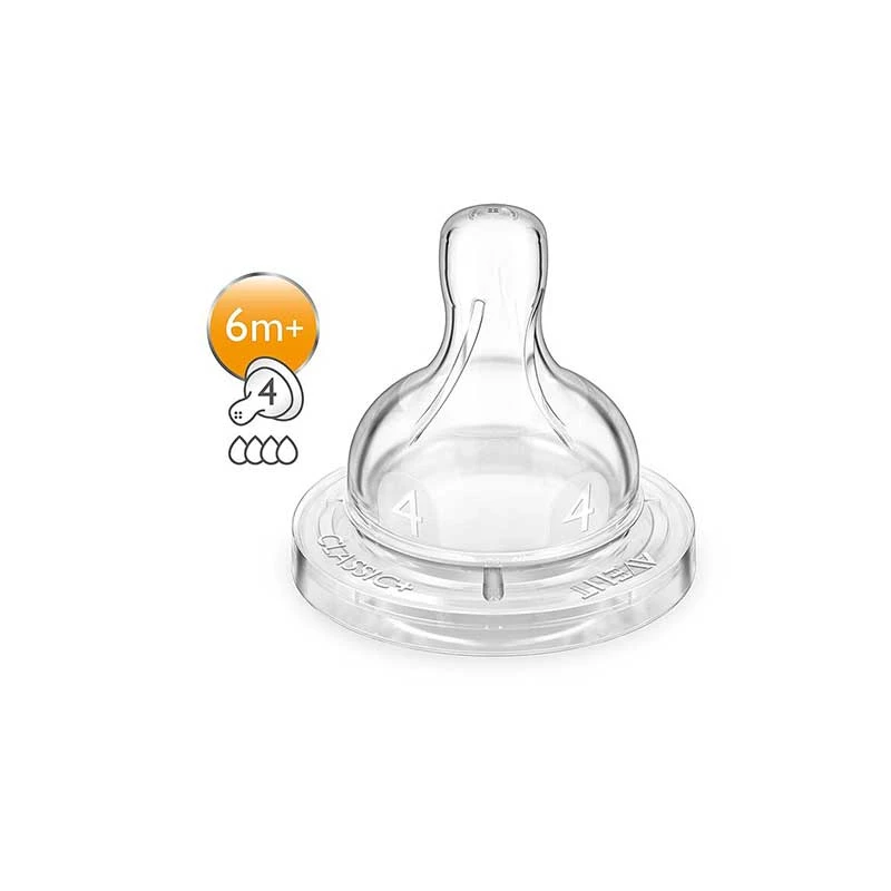 Philips Avent Nipple Fast Flow 4 Holes 6M+ 2'S 634/27 1 Philips Avent Nipple Fast Flow 4 Holes 6M+ 2'S 634/27