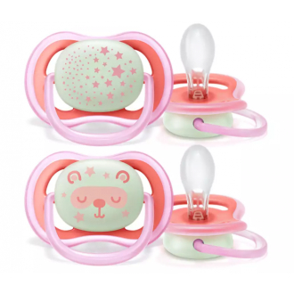 Philips Avent Soother Night Time 2's 6-18M + Pacifier 376/20