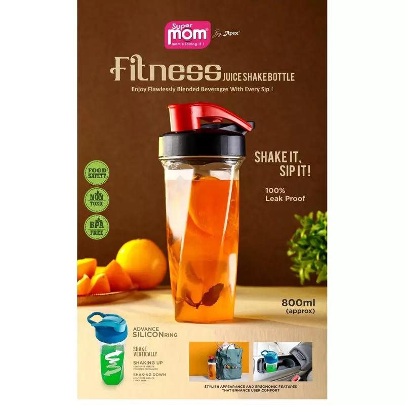Supermom Fitness Juice Shake Bottle 800Ml Plastic Material Leak Proof Lid Bpa Free 573508 1 Supermom Fitness Juice Shake Bottle 800Ml Plastic Material Leak Proof Lid Bpa Free 573508