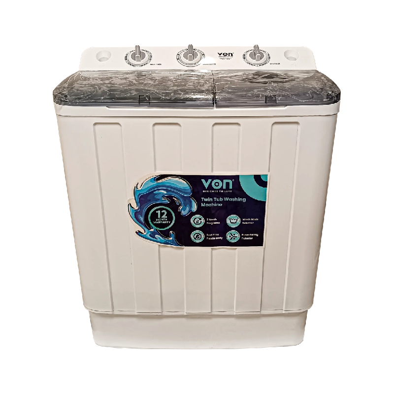 Von Washing Machine 7.5Kg Twin Tub, Semi-Automatic Vals-75Bwy 1 Von Washing Machine 7.5Kg Twin Tub, Semi-Automatic Vals-75Bwy