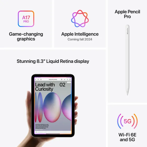 Apple 8.3&Quot; Ipad Mini 7Th Gen, 256Gb, Wi-Fi + 5G Lte, Starlight 6 Apple 8.3&Quot; Ipad Mini 7Th Gen, 256Gb, Wi-Fi + 5G Lte, Starlight