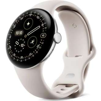 Google Pixel Watch 4 LTE 45mm - Polished Silver Aluminum with Porcelain Active Band