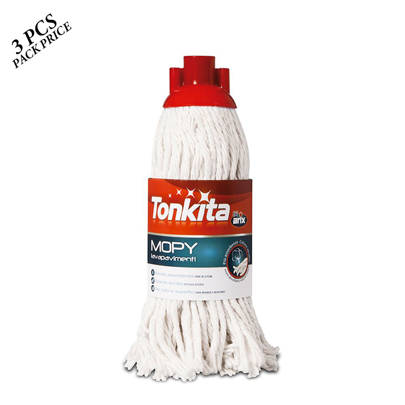 Tonkita Mopy Cotton Mop 180Gms With Handle 63668 Pack Of 2 2 Tonkita Mopy Cotton Mop 180Gms With Handle 63668 Pack Of 2