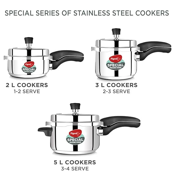 Pigeon Aluminium Pressure Cooker Set – 2L, 3L &Amp; 5L Outer Lid Durable Cookers For Fast Cooking Sap 12739 5 Pigeon Aluminium Pressure Cooker Set – 2L, 3L &Amp; 5L Outer Lid Durable Cookers For Fast Cooking Sap 12739