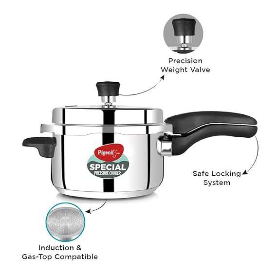 Pigeon Aluminium Pressure Cooker Set – 2L, 3L &Amp; 5L Outer Lid Durable Cookers For Fast Cooking Sap 12739 3 Pigeon Aluminium Pressure Cooker Set – 2L, 3L &Amp; 5L Outer Lid Durable Cookers For Fast Cooking Sap 12739