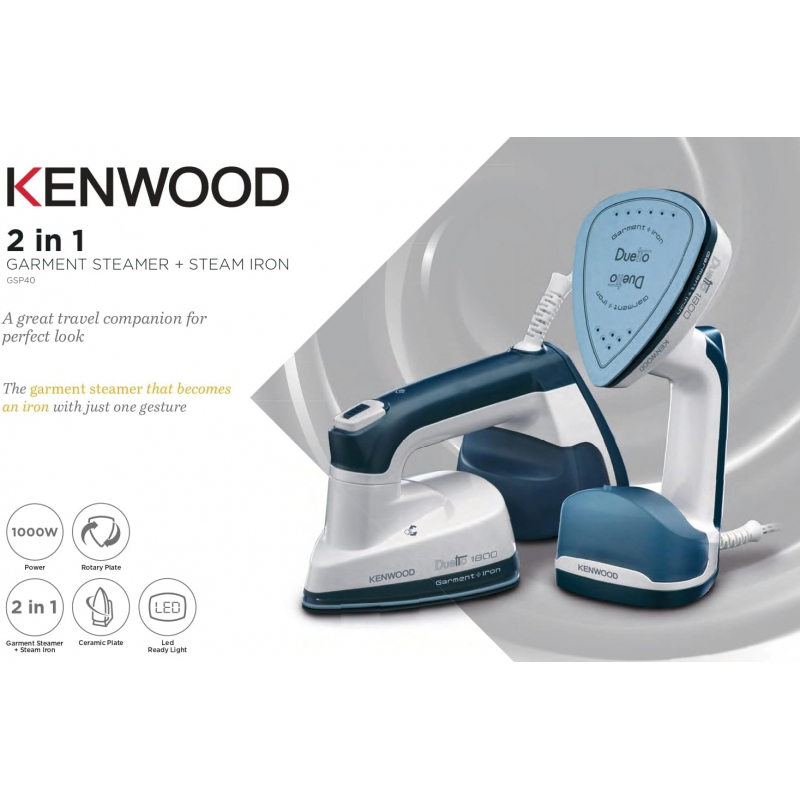 Kenwood Garment Steamer 180Ml Tank 2 In 1 With Steam Iron 1000W Gsp40.000Wb - Overheat Protection Grament Steamer With Steam Iron Rotary Plate Led Light 2 Kenwood Garment Steamer 180Ml Tank 2 In 1 With Steam Iron 1000W Gsp40.000Wb - Overheat Protection Grament Steamer With Steam Iron Rotary Plate Led Light