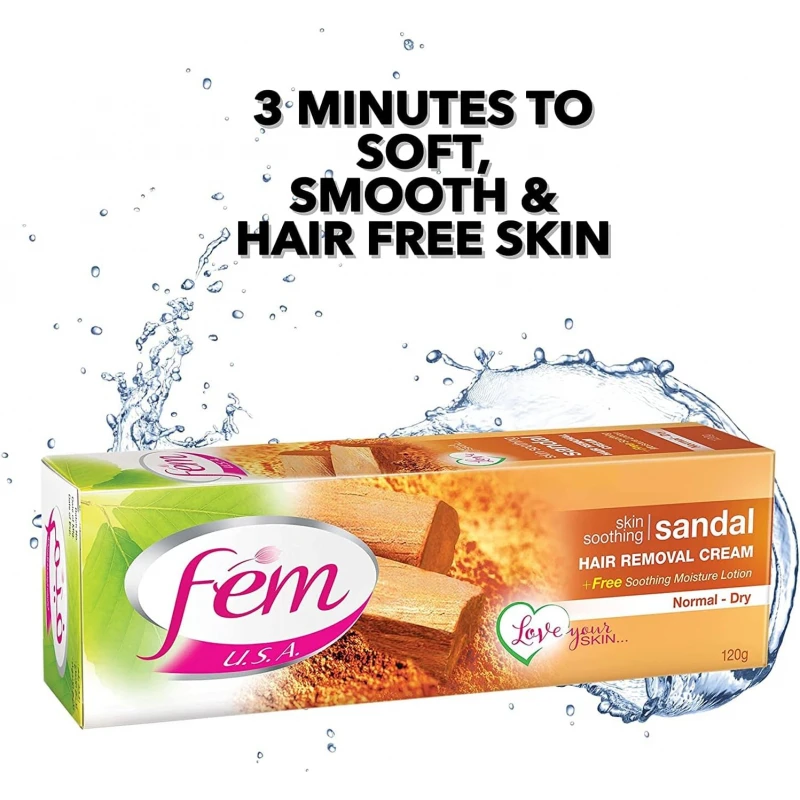 Dabur Fem Hair Removal Cream,For Normal And Dry Skin, Skin Rejuvenating, 120G Sandal Wood 3 Dabur Fem Hair Removal Cream,For Normal And Dry Skin, Skin Rejuvenating, 120G Sandal Wood - Set Of 3 Pcs
