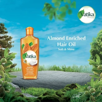 Vatika Hair Oil Natural Moisturizing, Strengthening & Hair Oil Serum for Healthy Scalp, Nourishing Hair Oil for Soft, Manageable, Smooth & Silky Hair From Root to Tip (Almond) 200ml (Pack of 6)