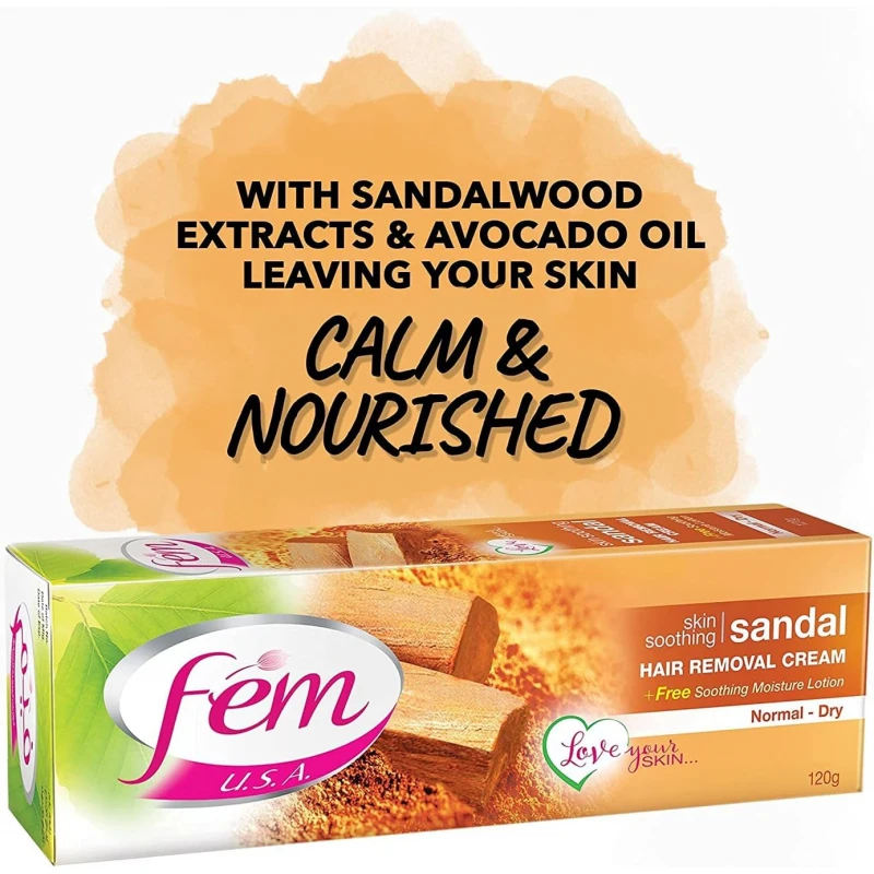 Dabur Fem Hair Removal Cream,For Normal And Dry Skin, Skin Rejuvenating, 120G Sandal Wood 5 Dabur Fem Hair Removal Cream,For Normal And Dry Skin, Skin Rejuvenating, 120G Sandal Wood - Set Of 3 Pcs