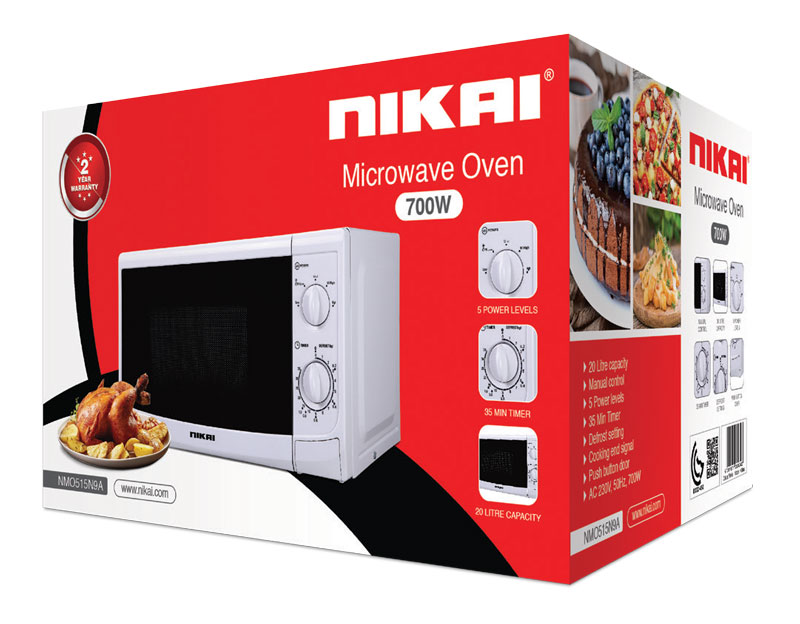 Nikai Microwave 20L Manual 5 Power Levels 700W Nmo515N9A 35 Mins Timer Defrost Settings Cooking End Signal Push Button Door 6 Nikai Microwave 20L Manual 5 Power Levels 700W Nmo515N9A 35 Mins Timer Defrost Settings Cooking End Signal Push Button Door