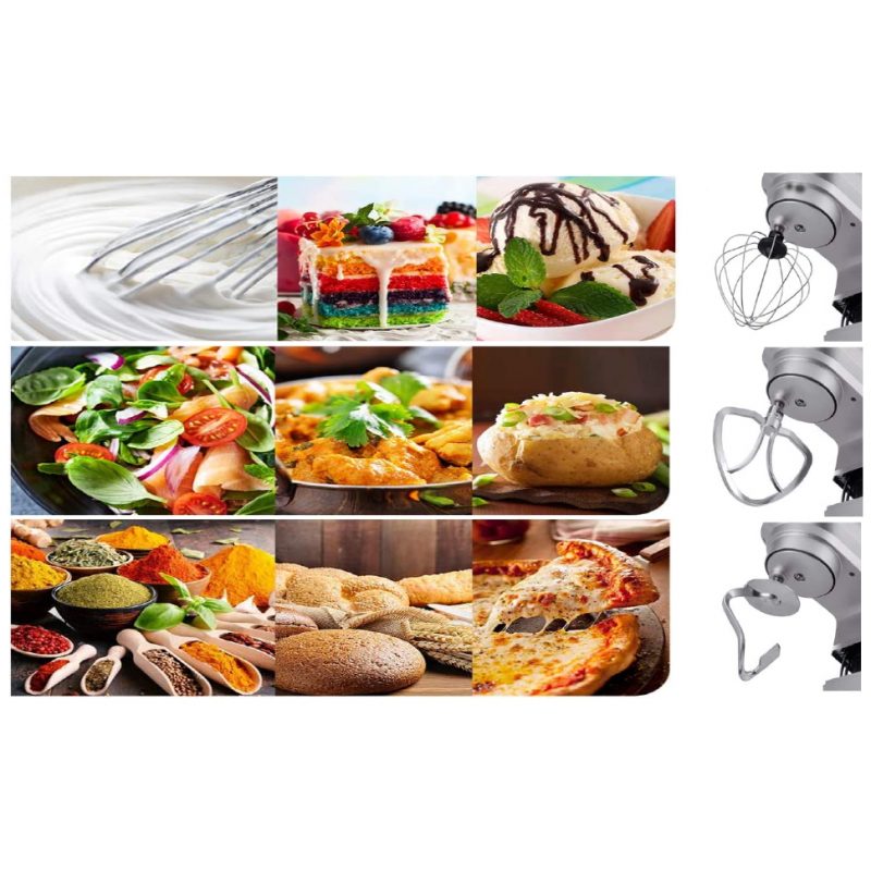Nikai Kitchen Machine 6.5L Steel Bowl With Cover 1200W Nsm650A Stainless Steel Bowl With Cover Metal Gear 3 Blades Whisk, Dough Hook &Amp; Beater 10 Speed With Pulse 8 Nikai Kitchen Machine 6.5L Steel Bowl With Cover 1200W Nsm650A Stainless Steel Bowl With Cover Metal Gear 3 Blades Whisk, Dough Hook &Amp; Beater 10 Speed With Pulse