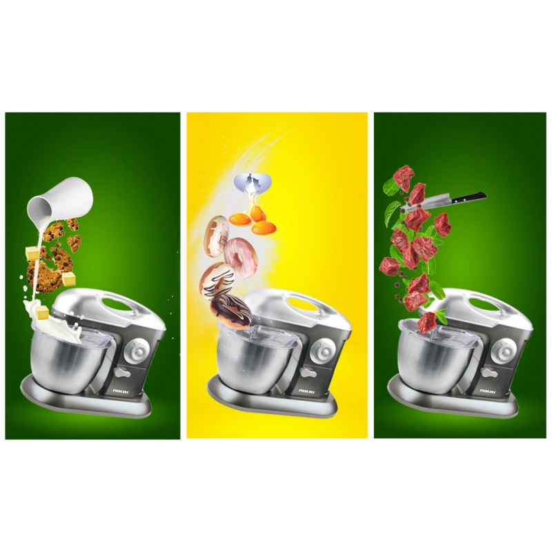 Nikai Kitchen Machine 6.5L Steel Bowl With Cover 1200W Nsm650A Stainless Steel Bowl With Cover Metal Gear 3 Blades Whisk, Dough Hook &Amp; Beater 10 Speed With Pulse 12 Nikai Kitchen Machine 6.5L Steel Bowl With Cover 1200W Nsm650A Stainless Steel Bowl With Cover Metal Gear 3 Blades Whisk, Dough Hook &Amp; Beater 10 Speed With Pulse