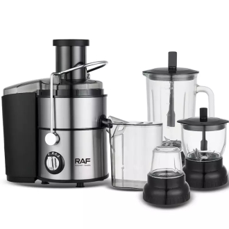 RAF Food Processor 4in1 400W 1.5L Multifunctional Plastic Jar Juicer, Blender, Chopper, Grinder with Full Copper Motor, Low Noise, Smooth Operation R.2806