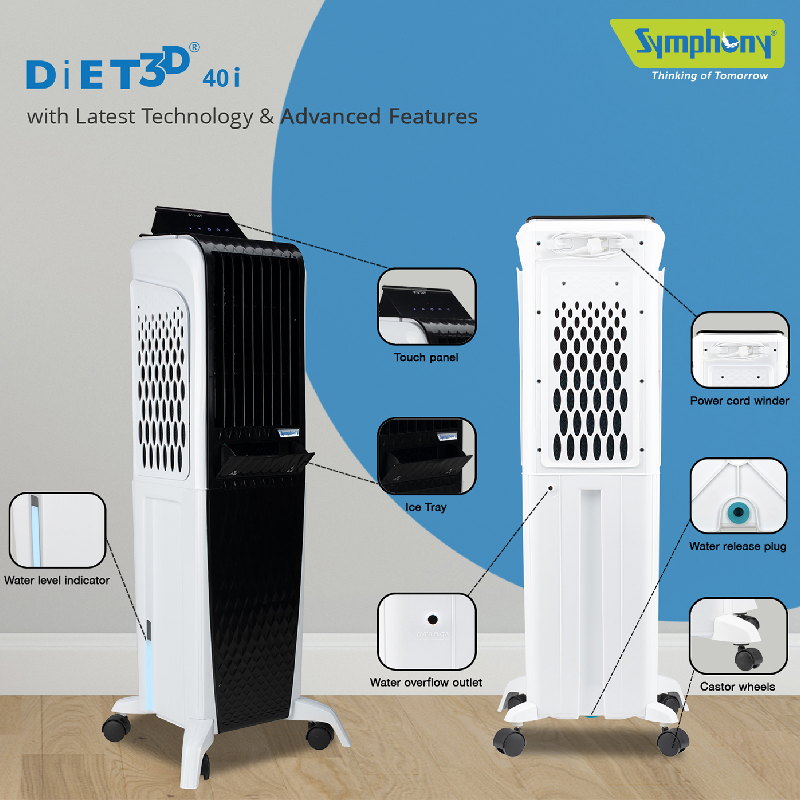 Symphony Tower Air Cooler 40L With Magnetic Full Function Remote Diet 3D 40I 5 Symphony Tower Air Cooler 40L With Magnetic Full Function Remote Diet 3D 40I