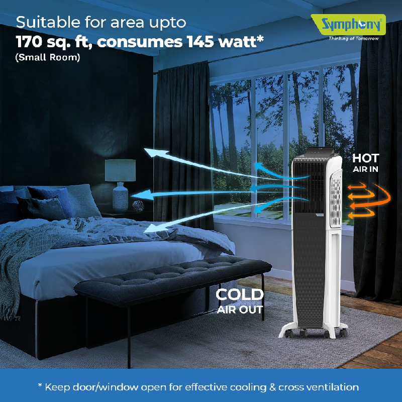Symphony Tower Air Cooler 55L With Magnetic Full Function Remote Diet 3D 55I+ 7 Symphony Tower Air Cooler 55L With Magnetic Full Function Remote Diet 3D 55I+