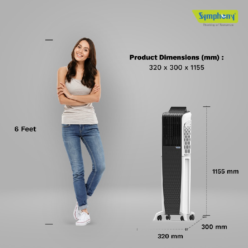 Symphony Tower Air Cooler 55L With Magnetic Full Function Remote Diet 3D 55I+ 6 Symphony Tower Air Cooler 55L With Magnetic Full Function Remote Diet 3D 55I+