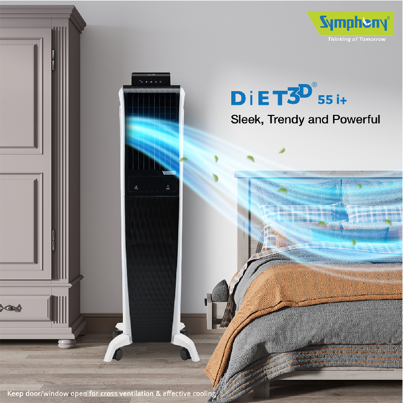 Symphony Tower Air Cooler 55L With Magnetic Full Function Remote Diet 3D 55I+ 5 Symphony Tower Air Cooler 55L With Magnetic Full Function Remote Diet 3D 55I+