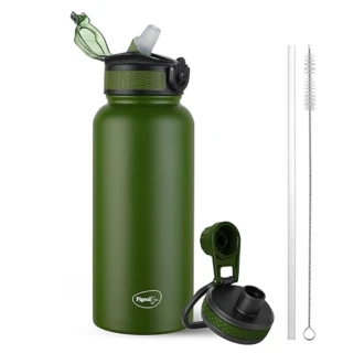 Pigeon Rush Thermos Flask 1000ml Green – Stainless Steel Sipper with Straw, Cleaner & Extra Cap Sap 16262