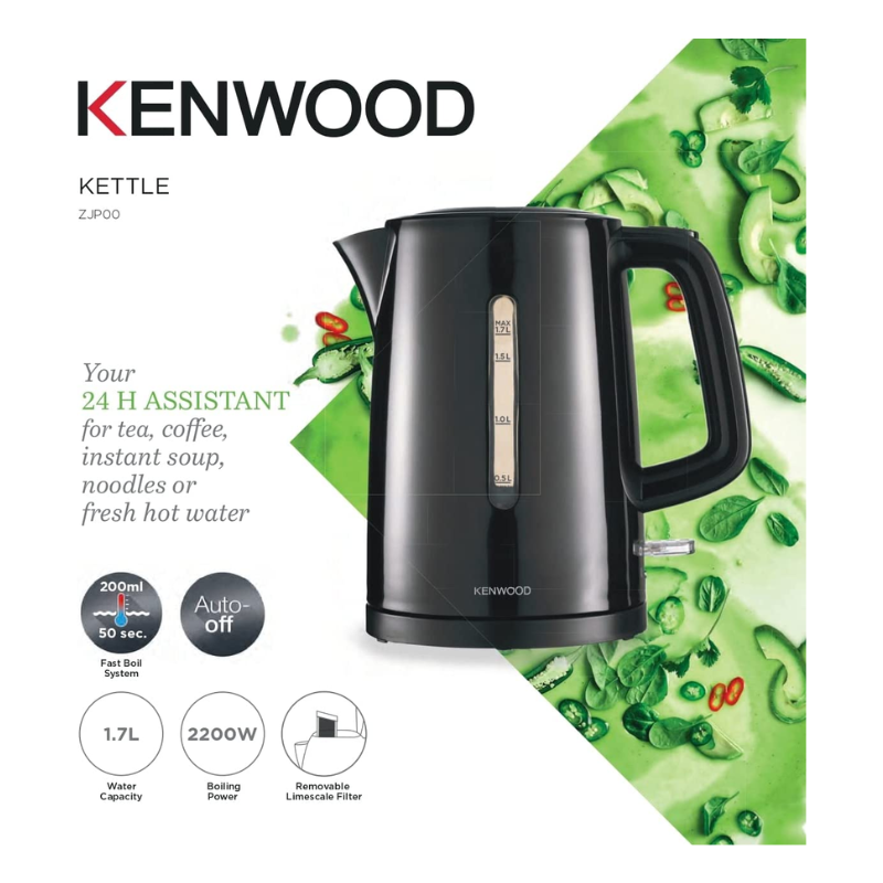 Kenwood Kettle 1.7L Cordless Electric Kettle 2200W With Auto Shut-Off &Amp; Removable Mesh Filter Zjp00.000Bk 4 Kenwood Kettle 1.7L Cordless Electric Kettle 2200W With Auto Shut-Off &Amp; Removable Mesh Filter Zjp00.000Bk