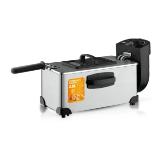 RAF Deep Fryer 2000W 3.5L Single Basket, 4 Ring Fever, Anti Scalding Design, Sectional Temperature Control, Stainless Steel R.5299