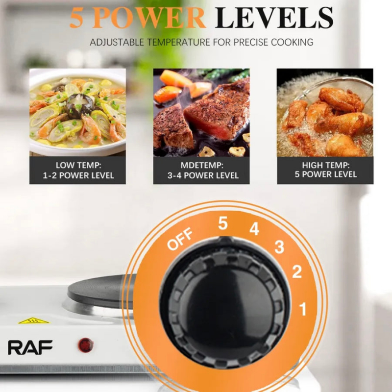 Raf Hotplate 1000W Double, Uniform Heat, Simple Operation R.8020 A 5 Raf Hotplate 1000W Double, Uniform Heat, Simple Operation R.8020 A