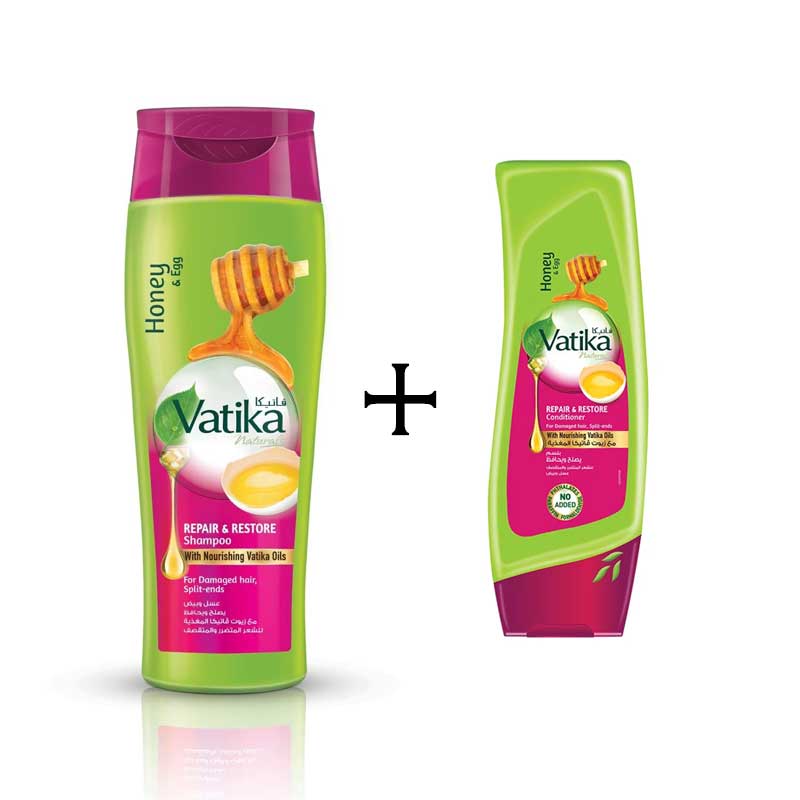 Vatika Shampoo Repair &Amp; Restore 400Ml With Free Conditioner 200Ml 1 Vatika Shampoo Repair &Amp; Restore 400Ml With Free Conditioner 200Ml - Set Of 3 Pcs