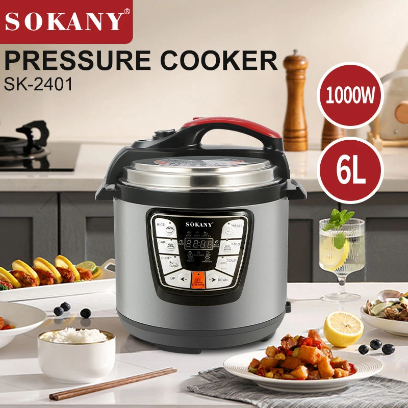 Sokany Pressure Cooker Multifunctional 6L 1000W Overheat Protection With Touch Screen Sk-2401 4 Sokany Pressure Cooker Multifunctional 6L 1000W Overheat Protection With Touch Screen Sk-2401