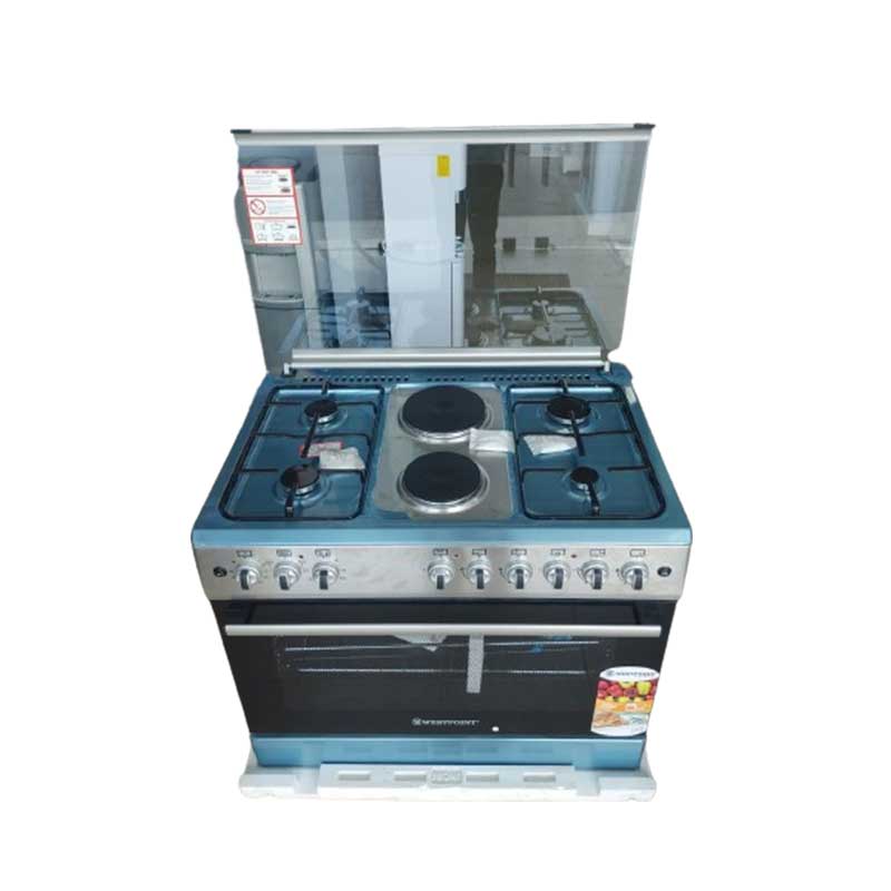 Westpoint Freestanding Cooker, 60X60Cm, 4 Gas, 2 Electric Plates, Electric Oven With Grill Glass Lid. Auto Ignition, Inox Wcer9642E8X 1 Westpoint Freestanding Cooker, 60X60Cm, 4 Gas, 2 Electric Plates, Electric Oven With Grill Glass Lid. Auto Ignition, Inox Wcer9642E8X