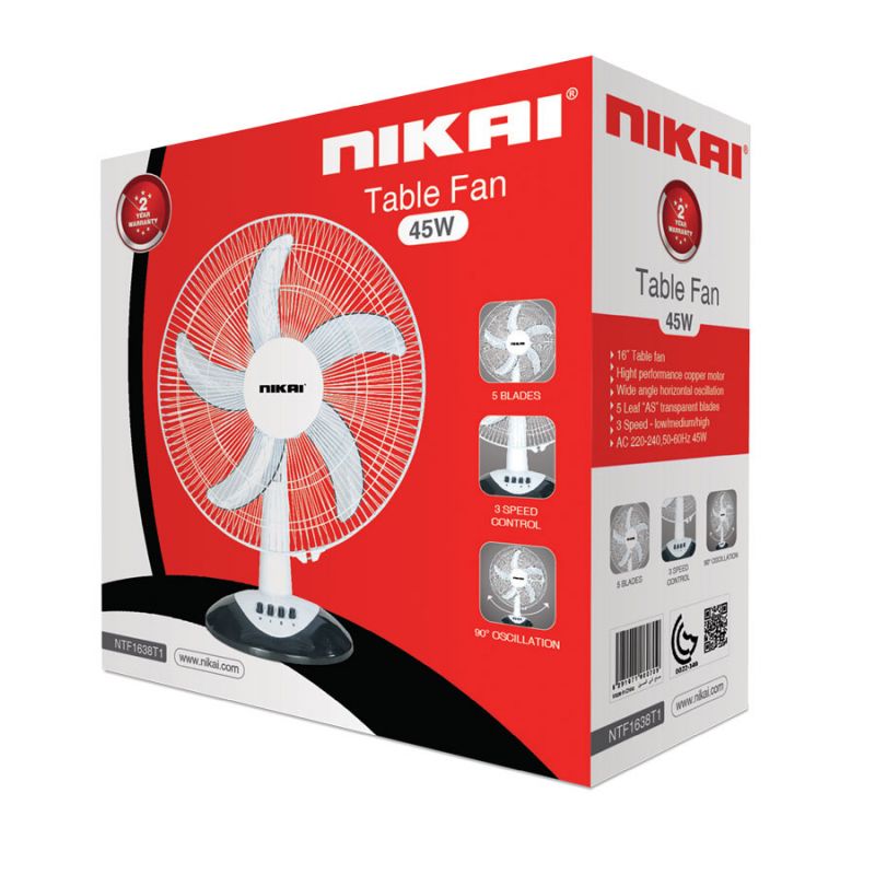 Nikai Table Fan 16&Quot; 41W High Performance Copper Motor Wide Angle Horizontal Oscillation 5 Leaf “As” Transparent Blades Ntf1638T1 2 Nikai Table Fan 16&Quot; 41W High Performance Copper Motor Wide Angle Horizontal Oscillation 5 Leaf “As” Transparent Blades Ntf1638T1