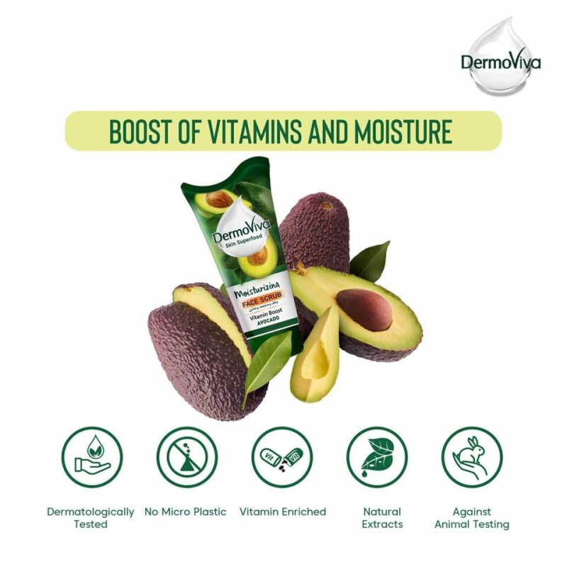 Dermoviva Face Scrub Moisturizing Vitamin Boost Avocado 150Ml 5 Dermoviva Face Scrub Moisturizing Vitamin Boost Avocado 150Ml - Set Of 3 Pcs