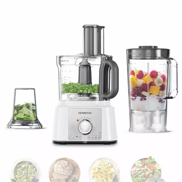Kenwood Food Processor 1000W Multi-Functional With 3L Bowl, 2 Stainless Steel Disks, Blender, Grinder Mill, Whisk, Dough Maker Fdp65.400Wh 1 Kenwood Food Processor 1000W Multi-Functional With 3L Bowl, 2 Stainless Steel Disks, Blender, Grinder Mill, Whisk, Dough Maker Fdp65.400Wh