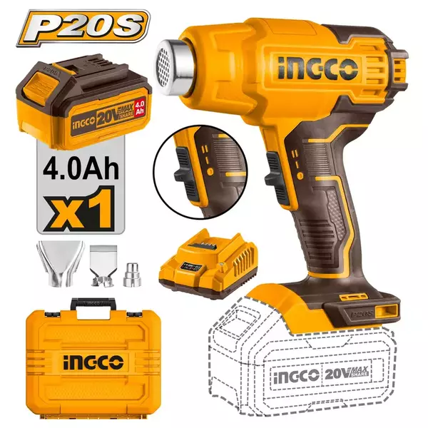 Ingco Lithium-Ion Cordless Heat Gun Hgli20025 1 Ingco Lithium-Ion Cordless Heat Gun Hgli20025