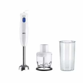 Braun MultiQuick 1 Hand Mixer 450W Lightweight Mixer with Easy Twist Technology, One Speed, 350ml Chopper and 600ml Beaker Included MQ10.201MWH