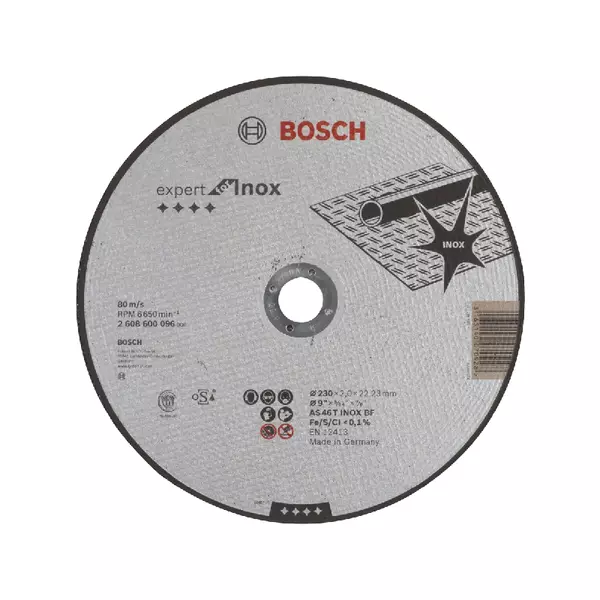 Bosch Expert For Inox Straight Cutting Disc 230 X 22.23 X 2Mm 2608600096 1 Bosch Expert For Inox Straight Cutting Disc 230 X 22.23 X 2Mm 2608600096