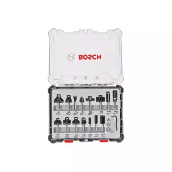 Bosch Mixed Router Bits Set 8Mm 15 Pcs 2607017472 1 Bosch Mixed Router Bits Set 8Mm 15 Pcs 2607017472