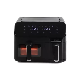 Hisense Dual Air Fryer 8.6L with LED Touch Control Panel, Two Cooking Basket 5.3L & 3.3L, Black H09AFBK2S5