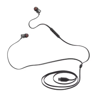 JBL Wired Headphone In Ear with USB Type C Port, 32mm JBL Driver, 3 Button Universal Remote for Smartphones, Tangle Free Flat Cable T310C
