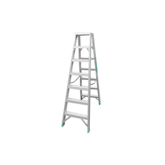 Total Double Sided Folding Ladder Aluminium 2 x 7 Steps, Easily Foldable for Space Saving Storage, Oxidation THLAD01071