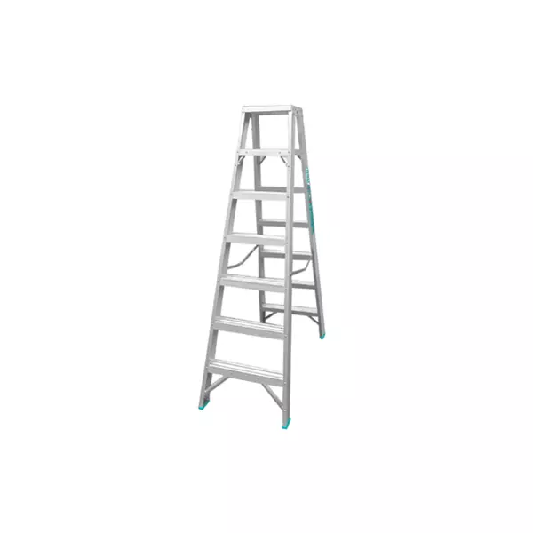 Total Double Sided Folding Ladder Aluminium 2 X 7 Steps, Easily Foldable For Space Saving Storage, Oxidation Thlad01071 1 Total Double Sided Folding Ladder Aluminium 2 X 7 Steps, Easily Foldable For Space Saving Storage, Oxidation Thlad01071